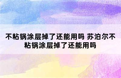 不粘锅涂层掉了还能用吗 苏泊尔不粘锅涂层掉了还能用吗